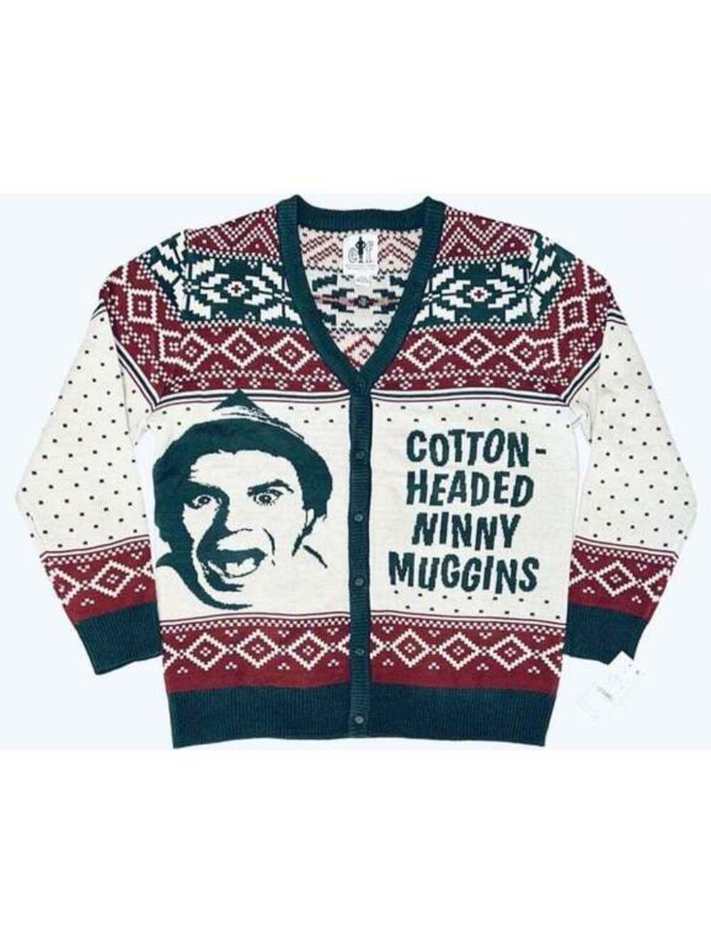 Will Farrell ELF "Cotton Headed Ninny Muggins" Ugly Cardigan  Sweater Size xxl